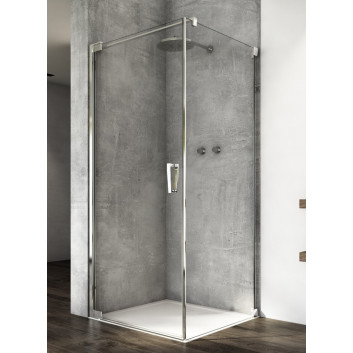 Двери маятниковые одностворчатые со встроенными элементами w linii, SanSwiss Cadura - Серебристый блеск