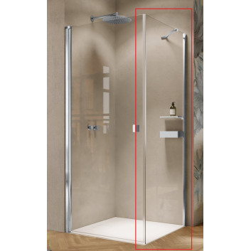 Двери распашные Huppe Solva частично на каркас 4-угл. 80x200 cm, крепление левые, монтаж на поддоне - стекло прозрачные Anti-Plaque, профиль серебряный блестящий