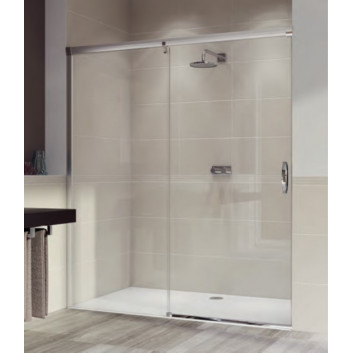 Двери раздвижные Huppe Aura Elegnace одностворчатые ze stały segmentem, правые, 90x200 cm, стекло прозрачное, профиль серебряный блестящий