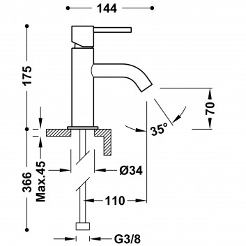 Смеситель для раковины Tres Study Colors, напольный, высота 175mm, золотой матовый