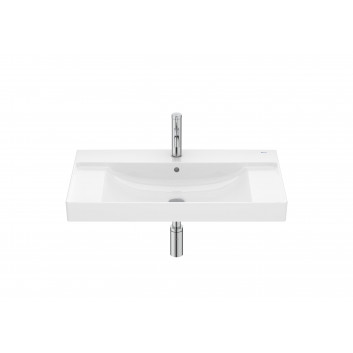 Раковина подвесная прямоугольная Roca Ona Fineceramic, 80x46cm, z переливом, чёрный мат.