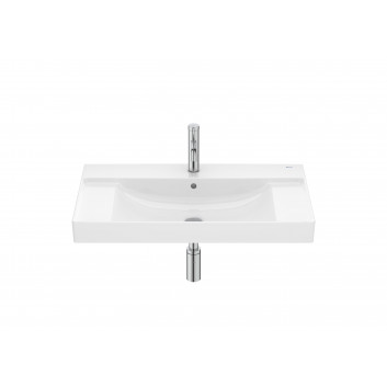 Раковина подвесная прямоугольная Roca Ona Fineceramic, 80x46cm, z переливом, чёрный мат.