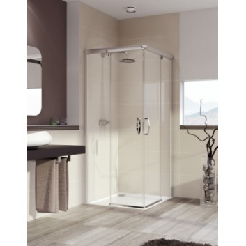 Кабина угловая Huppe Aura двери раздвижные 80x80 cm, wys. 190 cm, профиль серебряный мат., стекло прозрачное