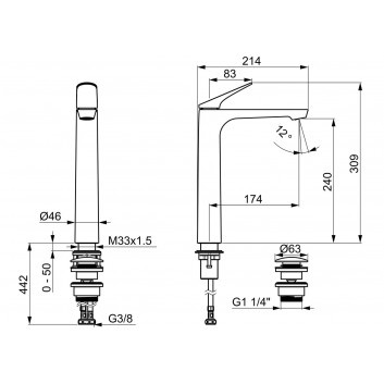 Смеситель для раковины HansaGenesis, напольный, однорычажный - хром
