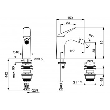 Смеситель для раковины HansaGenesis, напольный, однорычажный - хром