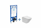Набор скрытый Roca DUPLO ONE + раковина WC подвесная GAP SQUARE COMPACTO RIMLESS с крышкой с микролифтом SLIM, белая