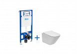 Набор скрытый Roca DUPLO ONE + раковина WC подвесная GAP ROUND COMPACTO RIMLESS с сидением SLIM, белая