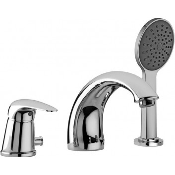 Смеситель для ванны Paffoni Elle, на 3 отверстия, чёрный мат., EL040NO