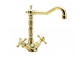 Смеситель для раковины высокая Reitano Antea с автоматической заглушкой - золотой