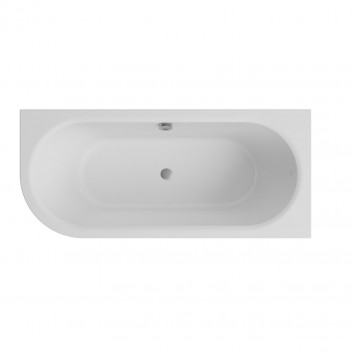 Ванна свободностоящая Besco Avita A-line z z переливом szczelinowym, с сифоном и пробкой klik-klak 160x75cm, вариант левосторонний, акриловая, белая