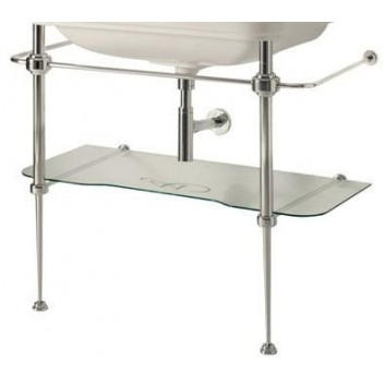 Konsola podłogowa, металлическая ze стеклянной półką под раковину, KERASAN WALDORF - Белый/Bronzo