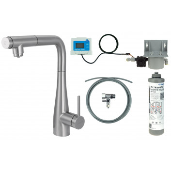 Смеситель кухонный Deante Magnetic с набором do filtracji wody z elastyczną изливом - titanium 