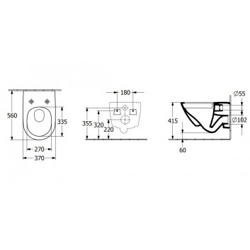 Раковина напольный WC Villeroy&Boch Subway 3.0, 60x37cm, bez kołnierza, TwistFlush, AntiBac, Weiss Alpin CeramicPlus