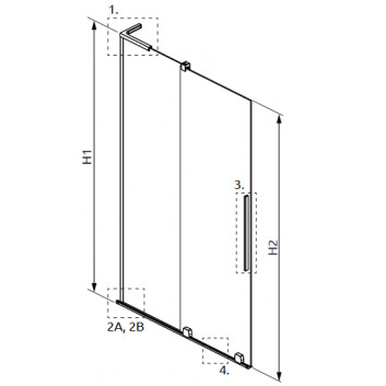 Шторки на ванну Radaway Furo SL PND II 110, левый, стекло бесцветное, 110x150cm, przesuwny, profil золотой szczotkowany