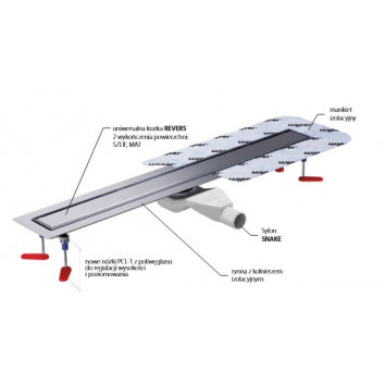Линейный канал, pełny набор, Wiper New Premium, 1200mm, рисунок Ponente, панель / оформление poler