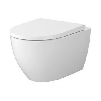 Раковина WC подвесной Cersanit Zen 35,5x52,5 cm, bez kołnierza, spłukiwanie wirowe с крышкой с микролифтом - белый глянец