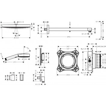 Душевая система Hansgrohe Pulsify S 260 1jet со смесителем термостатическим Ecostat Comfort S i iBox universal 2, скрытый, хром
