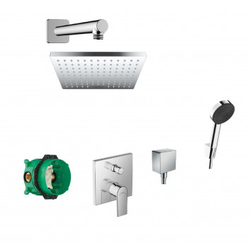Душевой набор Hansgrohe WallStoris, настенный, смеситель термостатическая, 1 wyjście wody, с корзиной, wieszakiem i suwakiem, чёрный мат.