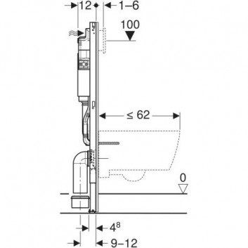 Инсталляция скрытого монтажа Geberit Duofix Basic do WC wiszącego, UP100 ze wspornikami