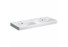 Раковина двойная Geberit Smyle 120x48 cm, kształt geometryczny, без отверстия na baterie, z переливом - белая