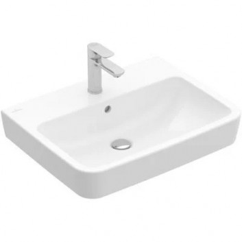Накладная раковина Villeroy & Boch O.novo, 55x46cm, z переливом, отверстие под смеситель, Weiss Alpin CeramicPlus
