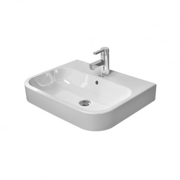 Umywalka stawiana na blat, Duravit Happy D. 600 mm, 1-otworowa, Biały Alpin WonderGliss- sanitbuy.pl