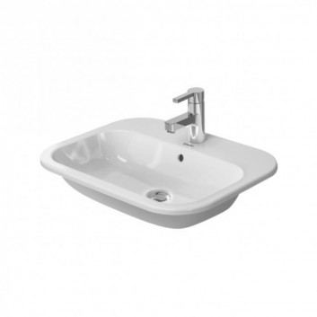 Umywalka nablatowa, Duravit Happy D. 600 mm, 1-otworowa, Biały Alpin- sanitbuy.pl