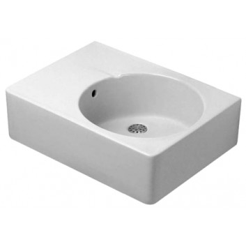 Umywalka wiszaca, Duravit Scola, 615x460 mm, komora z prawej strony, 1-otworowa, Biały Alpin- sanitbuy.pl