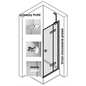 двери раздвижные Huppe Aura Elegance , 900 x 900 mm, стекло прозрачное серебряный mat , - sanitbuy.pl