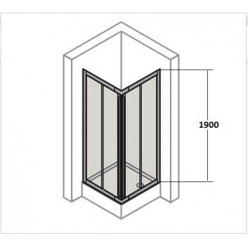 двери раздвижные Huppe Aura Elegance , 900 x 900 mm, стекло прозрачное серебряный mat , - sanitbuy.pl