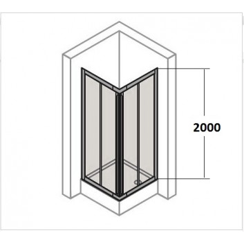 двери раздвижные Huppe Aura Elegance , 900 x 900 mm, стекло прозрачное серебряный mat , - sanitbuy.pl