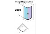 Двери распашные Huppe Design PURE, 1-часть, 90 cm, wys. 200 cm, хром, стекло прозрачное z AntiPlaque
