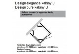 Кабина w kszttałcie U Design Elegance, хром, стекло прозрачноеz antiPlaque