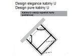 Кабина в форме U Design Elegance, серебряный мат., стекло прозрачное z AntiPlaque