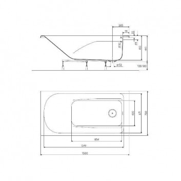 Ванна прямоугольная Comfort Plus Коло 150 x 75 cm- sanitbuy.pl