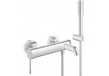 Bateria wannowa z zestawem prysznicowym Grohe Essence ścienna, chrom, jednouchwytowa- sanitbuy.pl