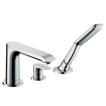 Bateria Hansgrohe Metris E2 wannowa 3-otworowa do montażu na brzegu wanny, element zewnętrzny- sanitbuy.pl