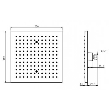 Верхний душ квадратная Omnires 25x25 - sanitbuy.pl