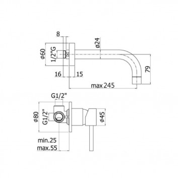 Смеситель для раковины скрытая L-245mm Paffoni Stick- sanitbuy.pl