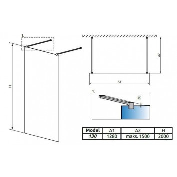 Стенка Walk-In Radaway Modo New I 130, 128x200cm, хром, стекло бесцветное- sanitbuy.pl