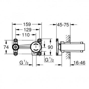 Монтажный элемент baterii на 2 отверстия Grohe - sanitbuy.pl